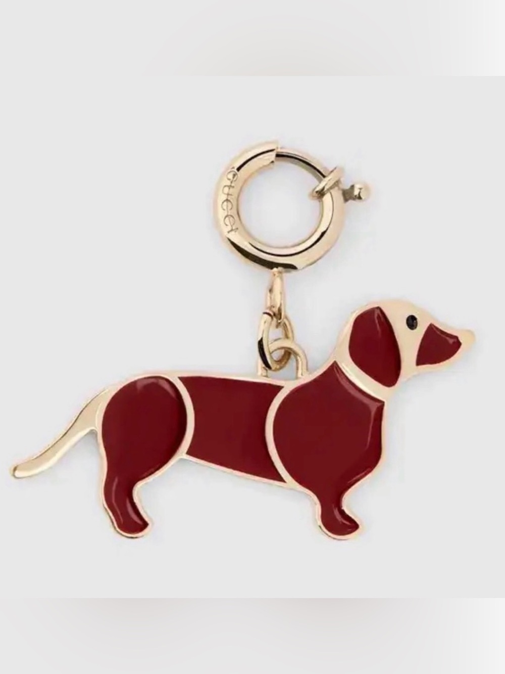 Gucci Enamel Dachshund Bag Charm with Gold-Tone Hardware